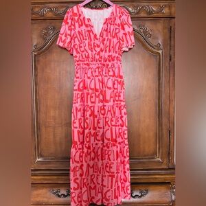 Women's Pink & Coral Letter-Print Maxi Dress